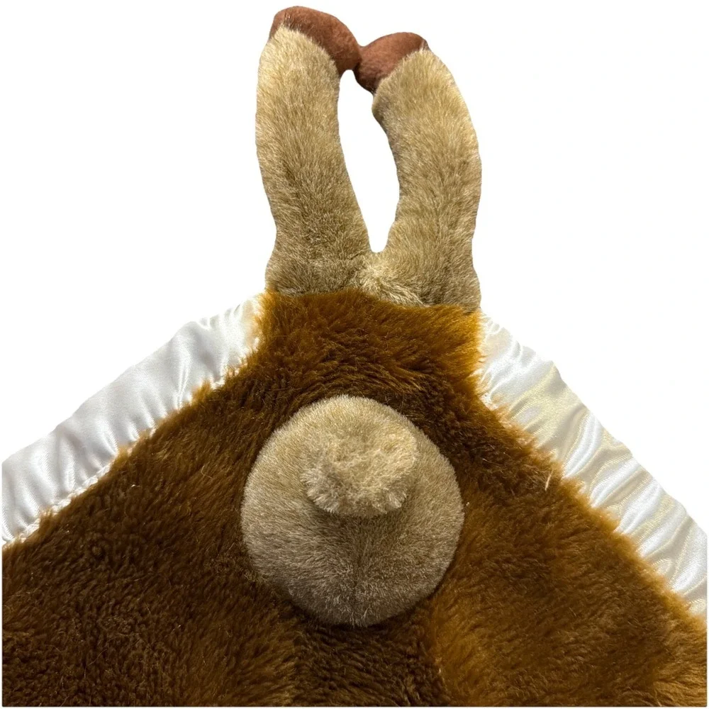 My Banky Brown Moose Plush Baby Security Blanket Silk Trim 